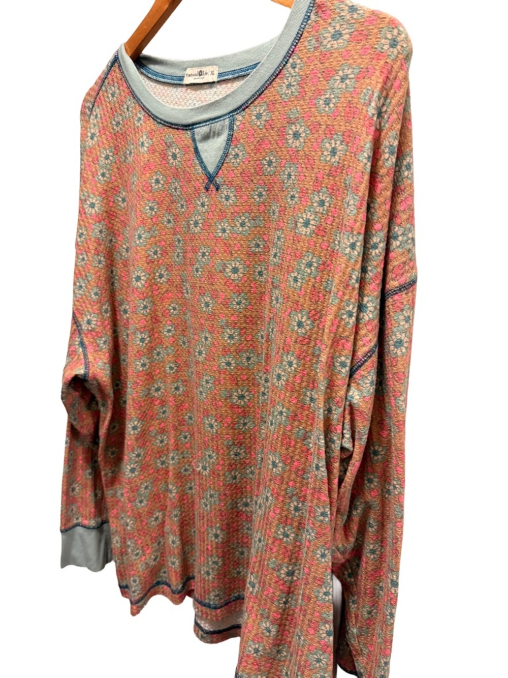 Natural Life Mix & Match Waffle Pajama Top - Floral - XL - Picture 2 of 7